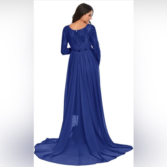Maternity Photography Gown Long Sleeve - Maxi Dress for Baby Shower - Picture 2 of 3